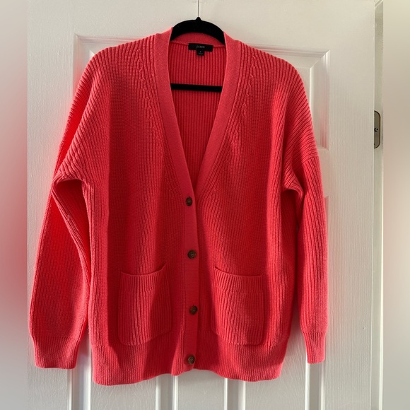 NWOT - J. Crew Vibrant Coral Cardigan - Picture 2 of 9